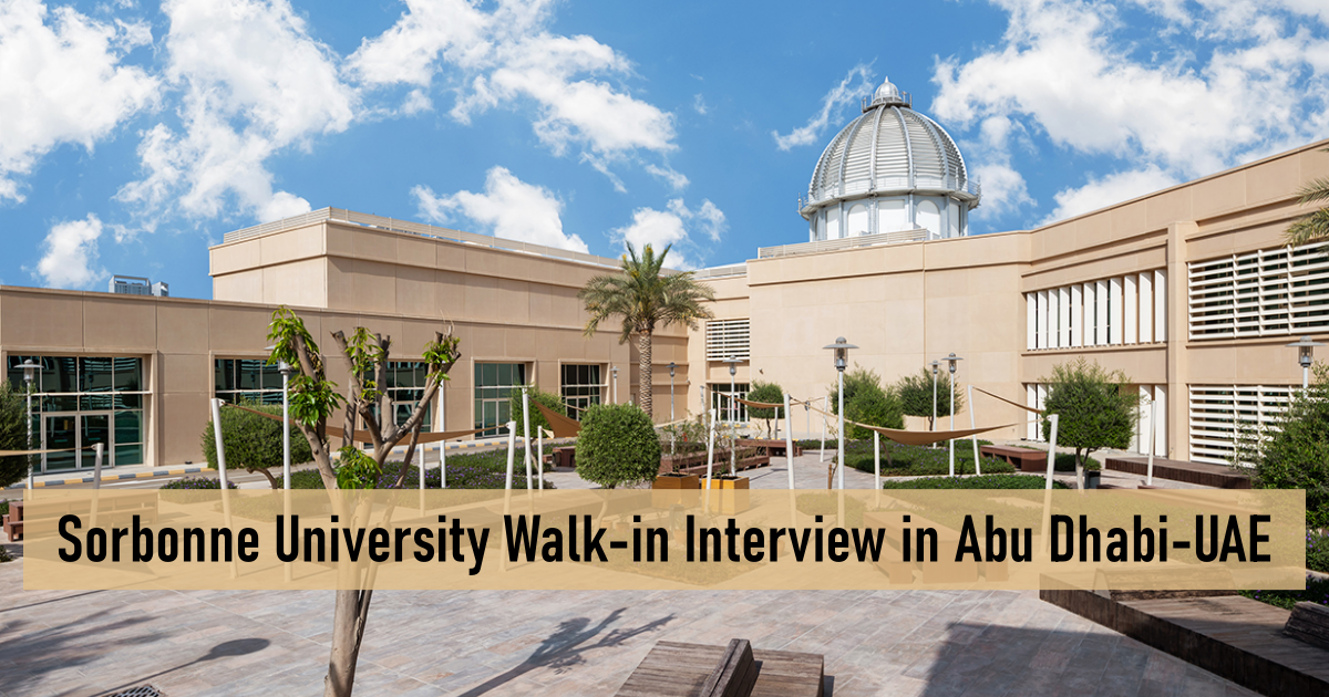 Sorbonne University Walk-in Interview in Abu Dhabi-UAE