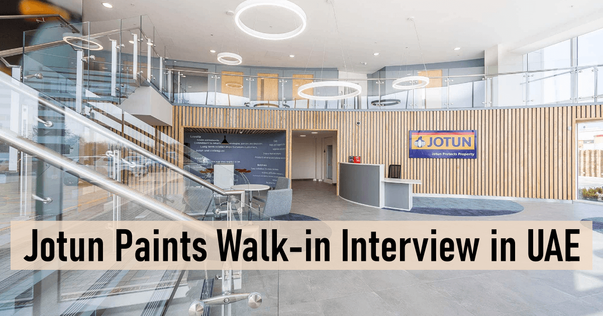Jotun Paints Walk-in Interview in UAE
