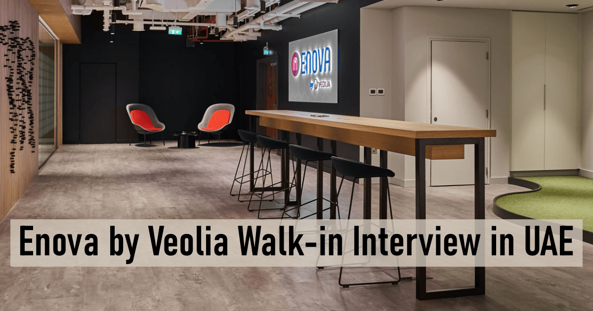 Enova by Veolia Walk-in Interview in UAE